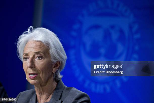 Christine Lagarde, managing director of the International Monetary Fund , speaks during a news conference in Washington, D.C., U.S., on Thursday,...