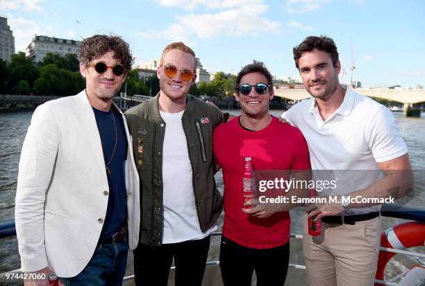 Max Rogers, Greg Rutherford, Max Evans and Thom Evans on board the Bud Boat for the launch party hosted by Budweiser, the Official Beer of the 2018...
