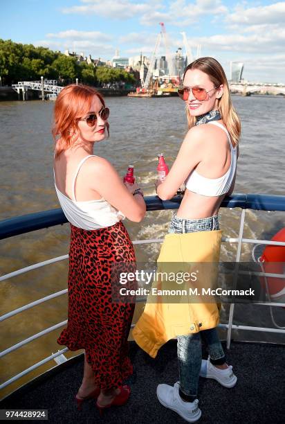 Arielle Free and Charlotte de Carle on board the Bud Boat for thei launch party hosted by Budweiser, the Official Beer of the 2018 FIFA World Cup, on...