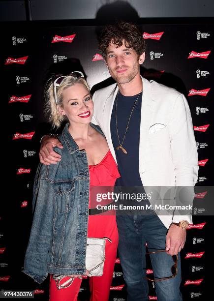 Kimberly Wyatt and Max Rogers on board the Bud Boat for the launch party hosted by Budweiser, the Official Beer of the 2018 FIFA World Cup, on June...