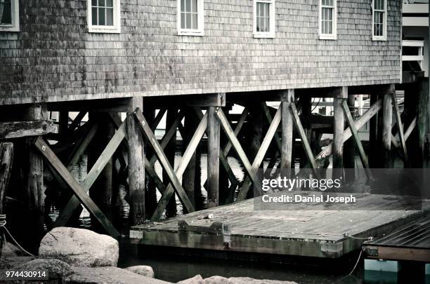 wooden stilt building in cape cod - cod war stock pictures, royalty-free photos & images