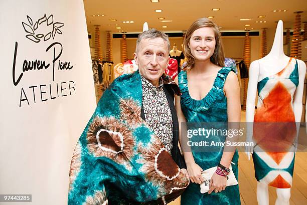 Barneys creative director Simon Doonan and designer Lauren Bush promote the Lauren Pierce Atelier collection at Barneys New York on March 4, 2010 in...