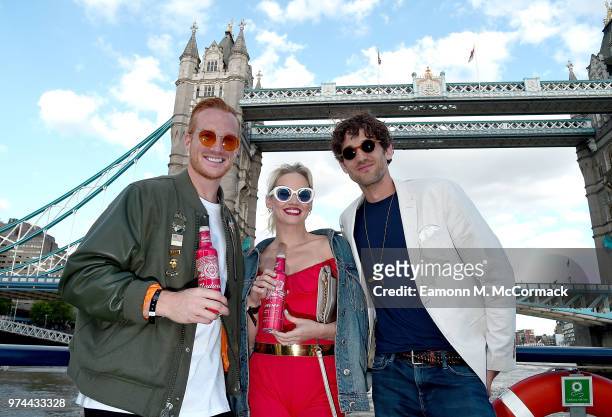 Greg Rutherford, Kimberly Wyatt and Max Rogers on board the Bud Boat for the launch party hosted by Budweiser, the Official Beer of the 2018 FIFA...