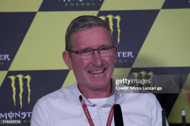 Mike Webb of Great Britain smiles during the press conference of Race Direction during the MotoGp of Catalunya - Previews at Circuit de Catalunya on...