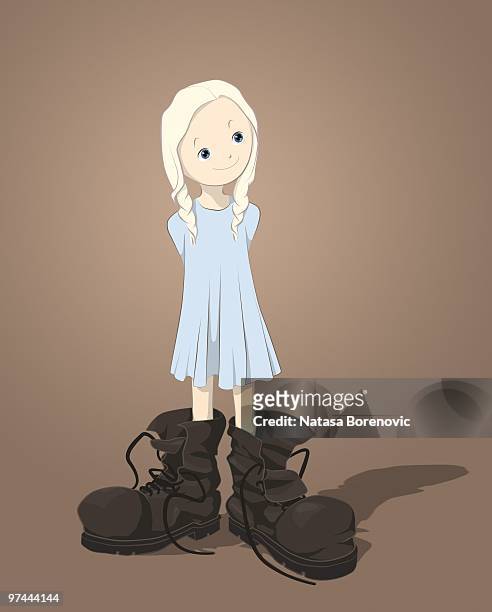 illustraion and painting - girl wearing boots stock-grafiken, -clipart, -cartoons und -symbole