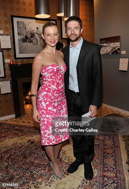 Actress Amy Smart and actor Topher Grace attend Art of Elysium's "Pieces Of Heaven" presented by Vanity Fair and BMW held at Palihouse Holloway on...