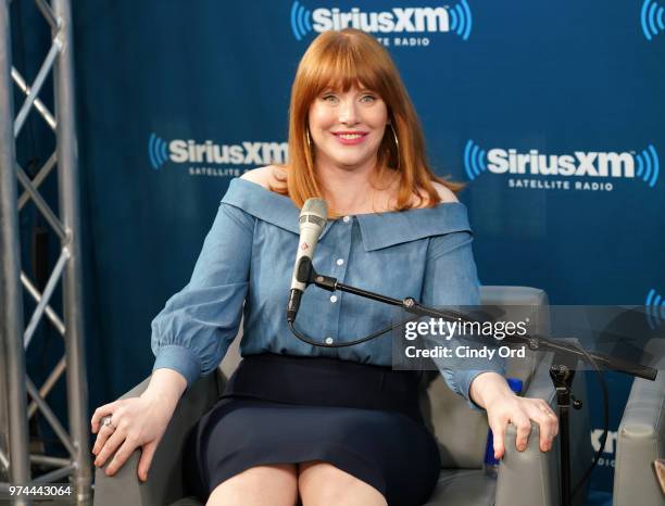 Actress Bryce Dallas Howard takes part in 'SiriusXM's Town Hall with the cast of 'Jurassic World: Fallen Kingdom' at the SiriusXM Studios on June 14,...