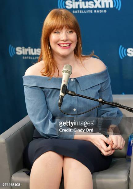 Actress Bryce Dallas Howard takes part in 'SiriusXM's Town Hall with the cast of 'Jurassic World: Fallen Kingdom' at the SiriusXM Studios on June 14,...