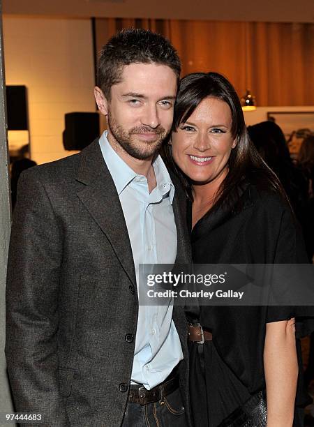 Actor Topher Grace and Art of Elysium founder Jennifer Howell attend Art of Elysium's "Pieces Of Heaven" presented by Vanity Fair and BMW held at...