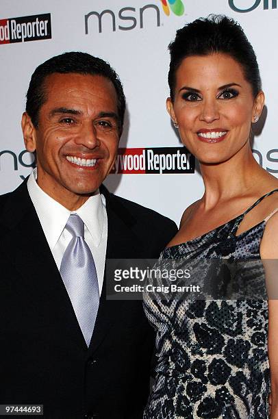 Mayor Antonio Villaraigosa and broadcast journalist Lu Parker attend The Hollywood Reporter's Nominees' Night Prelude to Oscar presented by Bing and...