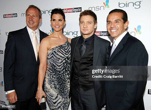 Publisher of The Hollywood Reporter Eric Mika, broadcast journalist Lu Parker, actor Jeremy Renner and Mayor Antonio Villaraigosa attend The...
