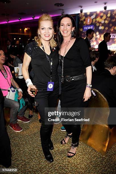 Actress Anna Loos-Liefers and Christiane Knaup attend the aftershowparty of the Echo Award 2010 at Messe Berlin on March 4, 2010 in Berlin, Germany.