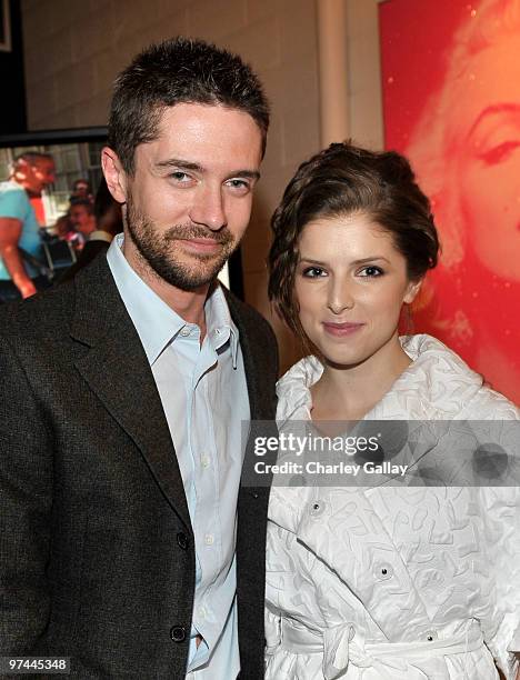 Actor Topher Grace and actress Anna Kendrick attend Art of Elysium's "Pieces Of Heaven" presented by Vanity Fair and BMW held at Palihouse Holloway...