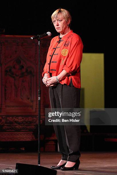 Nobel Peace Laureate Jody Williams speaks at Thank You Tibet! at the Cathedral of St. John the Divine on March 4, 2010 in New York City.