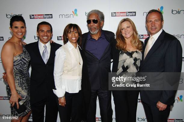 Broadcast journalist Lu Parker, Los Angeles Mayor Antonio Villaraigosa, Morgana Freeman, actor Morgan Freeman, producer Lori McCreary and Publisher...