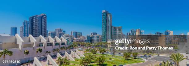 san diego downtown skyline panorama - san diego skyline stock pictures, royalty-free photos & images