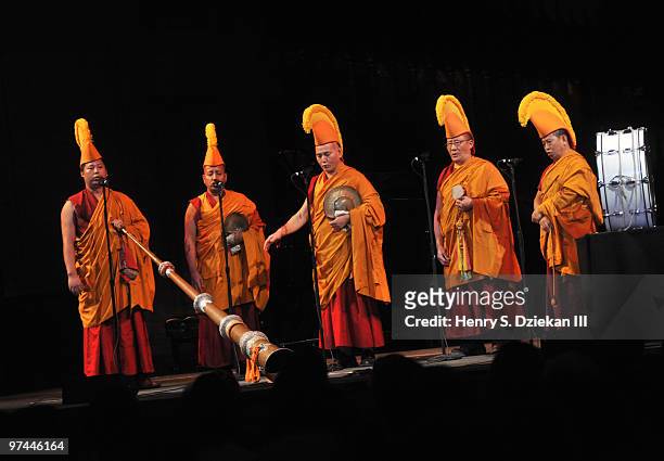 Monks from Drepung Gomang Monastery perform at Thank You Tibet! at the Cathedral of St. John the Divine on March 4, 2010 in New York City.