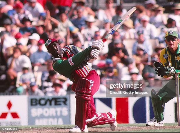 Jason Holder of the West Indies bats in a one day international match against Australia.