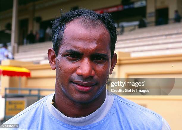 Portrait of Sanath Jayasuriya of Sri Lanka.