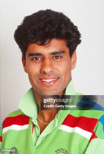 Portrait of Waqar Younis of Pakistan.