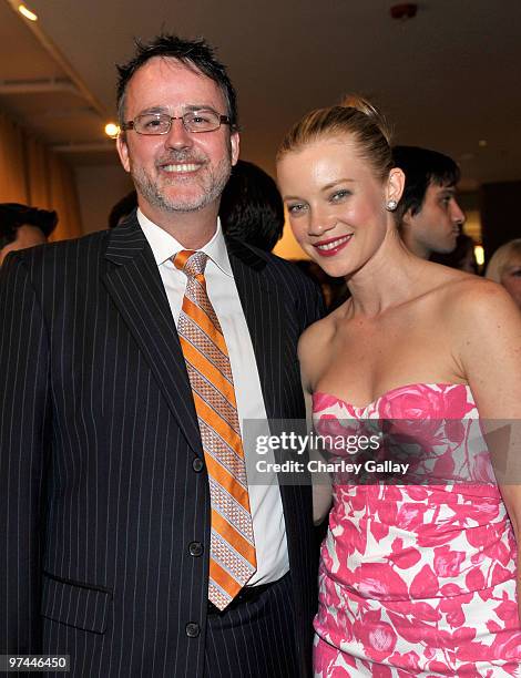 Jack Pitney and actress Amy Smart attend Art of Elysium's "Pieces Of Heaven" presented by Vanity Fair and BMW held at Palihouse Holloway on March 4,...