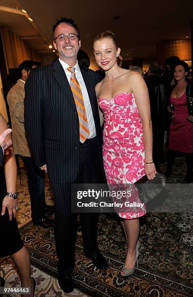 Jack Pitney and actress Amy Smart attend Art of Elysium's "Pieces Of Heaven" presented by Vanity Fair and BMW held at Palihouse Holloway on March 4,...