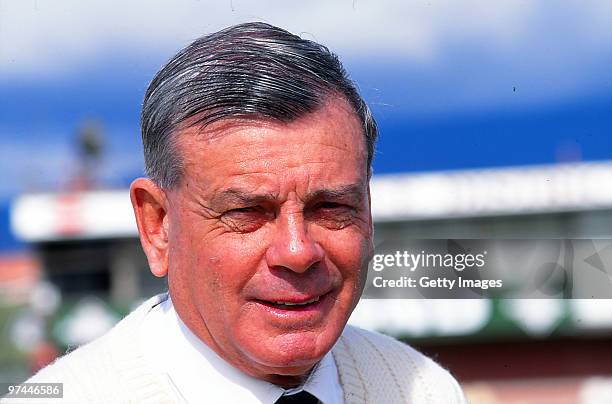 Portrait of English umpire Harold "Dickie" Bird.