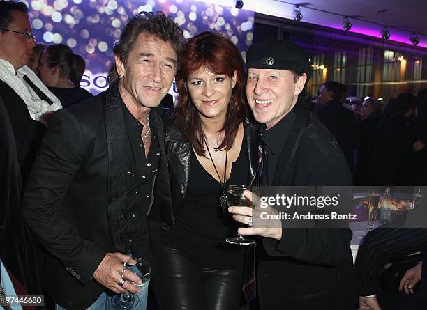 Peter Maffay, Andrea Berg and Klaus Meine of the band Scorpions attend the after show party to the Echo award 2010 at the Messe Berlin on March 4,...