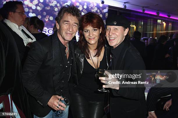 Peter Maffay, Andrea Berg and Klaus Meine of the band Scorpions attend the after show party to the Echo award 2010 at the Messe Berlin on March 4,...