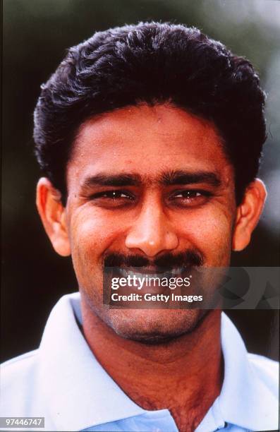 Portrait of Anil Kumble of India.