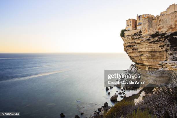 houses on a cliff, bonifacio, corsica, france - bonifacio stock pictures, royalty-free photos & images
