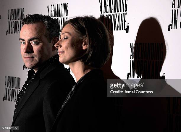 Director John Crowley and Fiona Weir attend the opening night party for ''A Behanding In Spokane'' on Broadway at Bar Americain on March 4, 2010 in...