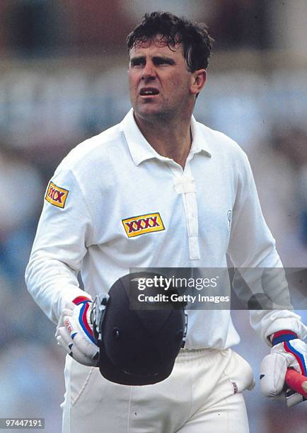 Mark Taylor of Australia walks from the field in a test match.