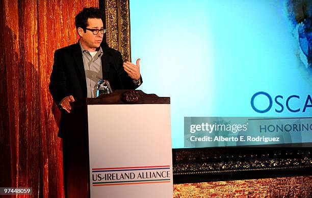 Director/producer/writer J.J. Abrams accepts the Oscar Wilde honorary Irishman award onstage during the 5th Annual 'Oscar Wilde: Honoring The Irish...