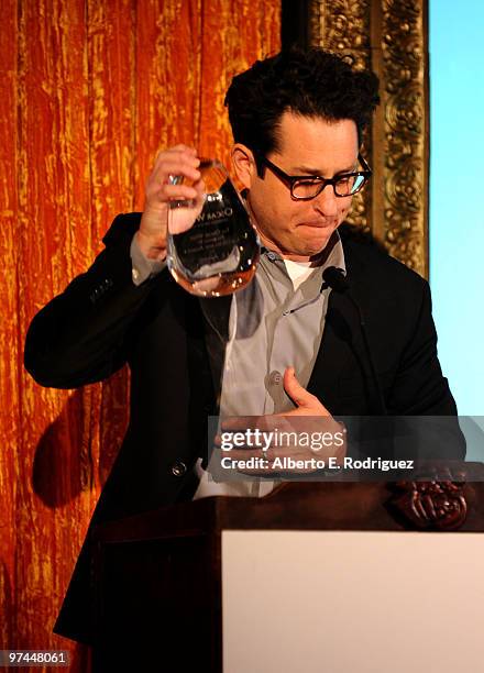 Director/producer/writer J.J. Abrams accepts the Oscar Wilde honorary Irishman award onstage during the 5th Annual 'Oscar Wilde: Honoring The Irish...