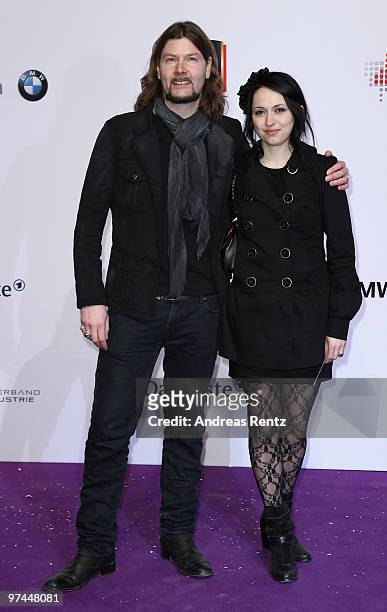 Rea Garvey of the band Reamonn and his wife Josefine arrive at the Echo award 2010 at the Messe Berlin on March 4, 2010 in Berlin, Germany.
