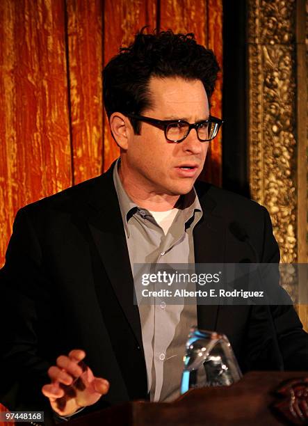 Director/producer/writer J.J. Abrams accepts the Oscar Wilde honorary Irishman award onstage during the 5th Annual 'Oscar Wilde: Honoring The Irish...