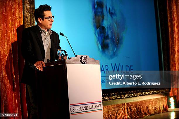 Director/producer/writer J.J. Abrams accepts the Oscar Wilde honorary Irishman award onstage during the 5th Annual 'Oscar Wilde: Honoring The Irish...