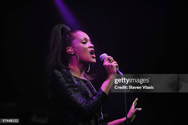 Singer Shontelle performs at the BMI Industry Insider's "How I Produced The Record" panel and performance at the Highline Ballroom on March 4, 2010...
