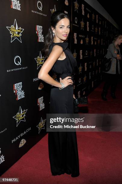 Actress Camilla Belle arrives at the Maybach at the 3rd Annual Pre-Oscar Hollywood Domino Gala Benefitting Artists for Peace and Justice at Bar 210...