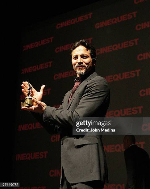 Actor Benjamin Bratt receives the "Maverick Spirit Award" at The California Theater during the 2010 Cinequest Film Festival on March 4, 2010 in San...