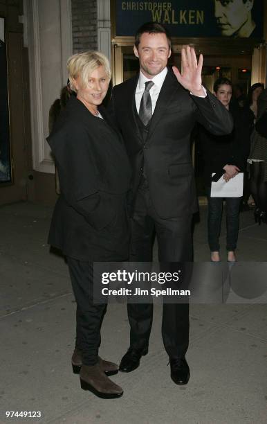 Hugh Jackman and Deborra-Lee Furness attend the opening night of "A Behanding In Spokane" on Broadway at the Gerald Schoenfeld Theatre on March 4,...