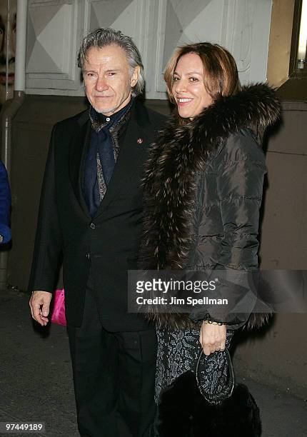 Actor Harvey Keitel and wife Daphna Kastner attend the opening night of "A Behanding In Spokane" on Broadway at the Gerald Schoenfeld Theatre on...