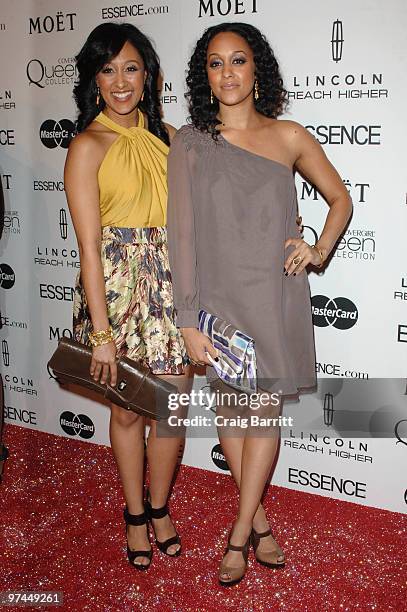 Tamera Mowry and Tia Mowry arrives at the 3rd Annual Essence Black Women In Hollywood Luncheon at Beverly Hills Hotel on March 4, 2010 in Beverly...