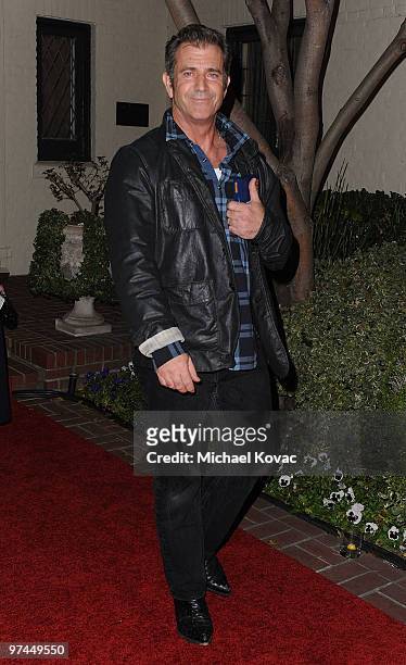 Actor Mel Gibson attends The Hollywood Reporter's Academy Awards Nominees' Cocktail Reception at The Getty House on March 4, 2010 in Los Angeles,...