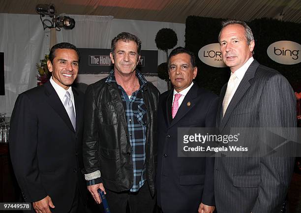 Mayor Antonio Villaraigosa, Mel Gibson, Governor of Vera Cruz Fidel Herrera Beltran and publisher of The Hollywood Reporter Eric Mika attend The...