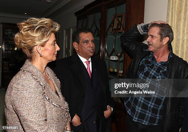 Rosa Borunda, governor of Vera Cruz Fidel Herrera Beltran and actor Mel Gibson attend The Hollywood Reporter's and the Mayor of Los Angeles' Oscar...