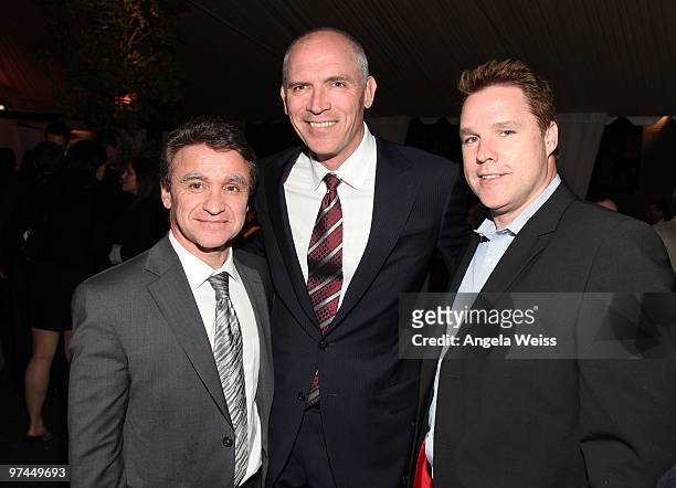 Norman Aladaef, Joe Drake and David Guillod attend The Hollywood Reporter's and the Mayor of Los Angeles' Oscar Nominees' Night presented by Bing and...