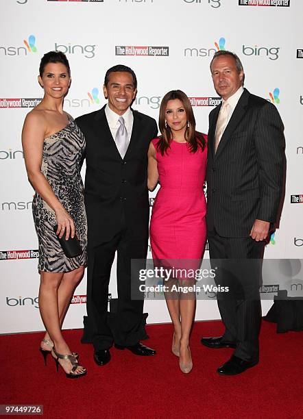 Broadcast journalist Lu Parker, Mayor Antonio Villaraigosa, actress Eva Longoria Parker and publisher of The Hollywood Reporter Eric Mika attend The...