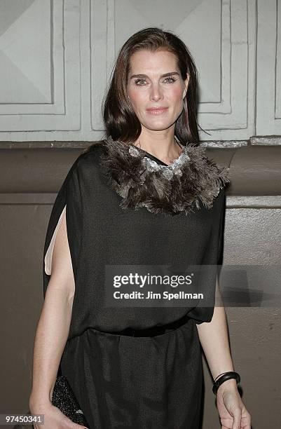 Actress Brooke Shields attends the opening night of "A Behanding In Spokane" on Broadway at the Gerald Schoenfeld Theatre on March 4, 2010 in New...